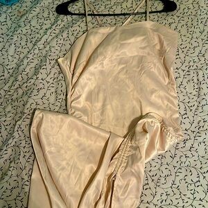I’ve worn this dress once. It’s silky with a slit on the side. Straps are Vshape